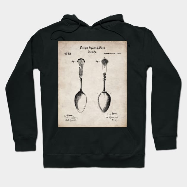 Kitchen Spoon Patent - Cooking Baker Kitchen Decor Art - Antique Hoodie by patentpress